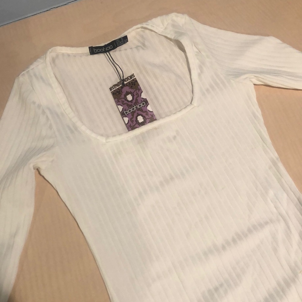 White ribbed boohoo bodysuit